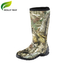 Molded outsole knee high camo rubber hunting boots